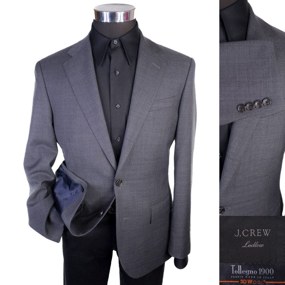 J.Crew Ludlow Tollegno 1900 Sz 38S 3D Wool Sport Coat Gray Two Button Jacket